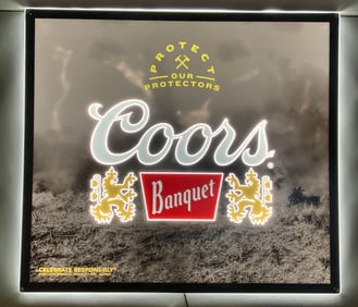 Coors Banquet Protect Our Protectors Light Up Advertising Sign