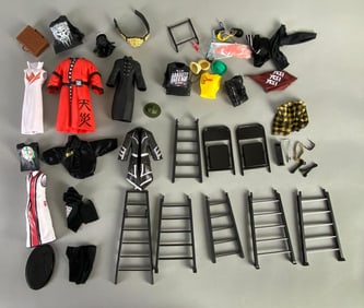 Group of WWE Wrestler Action Figures Accessories