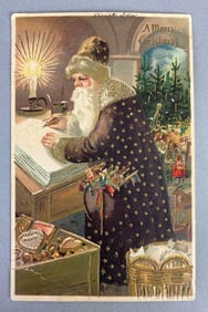 Postcard - Brown Suit Santa Claus Christmas Greeting