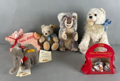 Group of Steiff Plush Animals