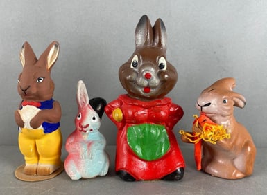 Group of Vintage Chalk Rabbit Candy Containers