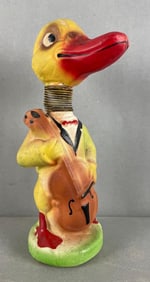 Antique German Chalk Easter Duck with Cello Bobblehead
