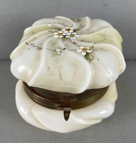 Vintage Monroe Wave Crest Dresser Trinket Box With Floral Design