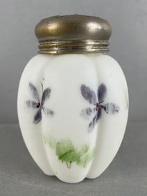 Antique Hand Painted Glass Floral Sugar Shaker