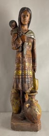 Native American Woman with Child Plaster Statue