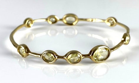 18K Gold Ippolita Peridot Bangle Bracelet
