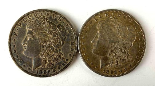 Group of (2) US Morgan Silver Dollars