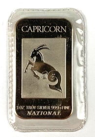 National Capricorn 1 oz Troy Silver 999 + Bar