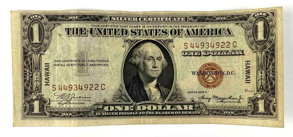 1935 Hawaii Orange Seal One Dollar Bill