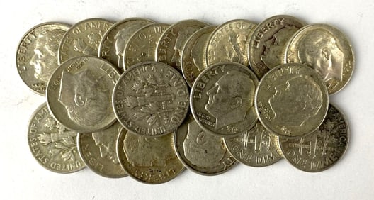 Group of 25 Roosevelt Silver Dimes