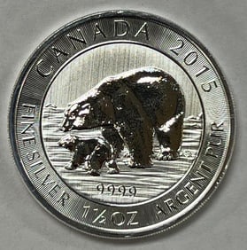2015 Canada 1.5 oz Polar Bear .9999 Fine Silver Round