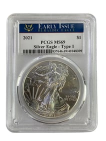 2021 PCGS Graded MS 69 American Silver Eagle 1 oz. Fine Silver Dollar