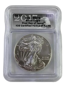 2017 ICG Graded MS 70 American Silver Eagle 1 oz. Fine Silver Dollar