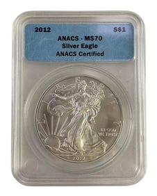 2012 ANACS Graded MS 70 American Silver Eagle 1 oz. Fine Silver Dollar