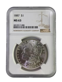 1887 NGC Graded MS 63 US Morgan Silver Dollar