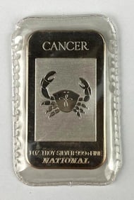 National Cancer 1 oz Troy Silver 999 + Bar