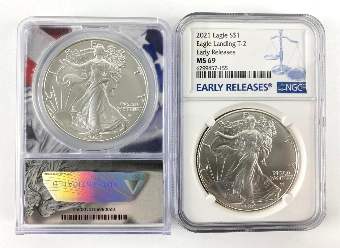 Group of (2)  American Silver Eagle Coins (1 of 2)