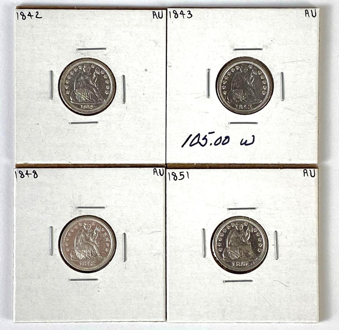 Group of (4) 1840s-1850s Seated Liberty Dimes (1 of 2)