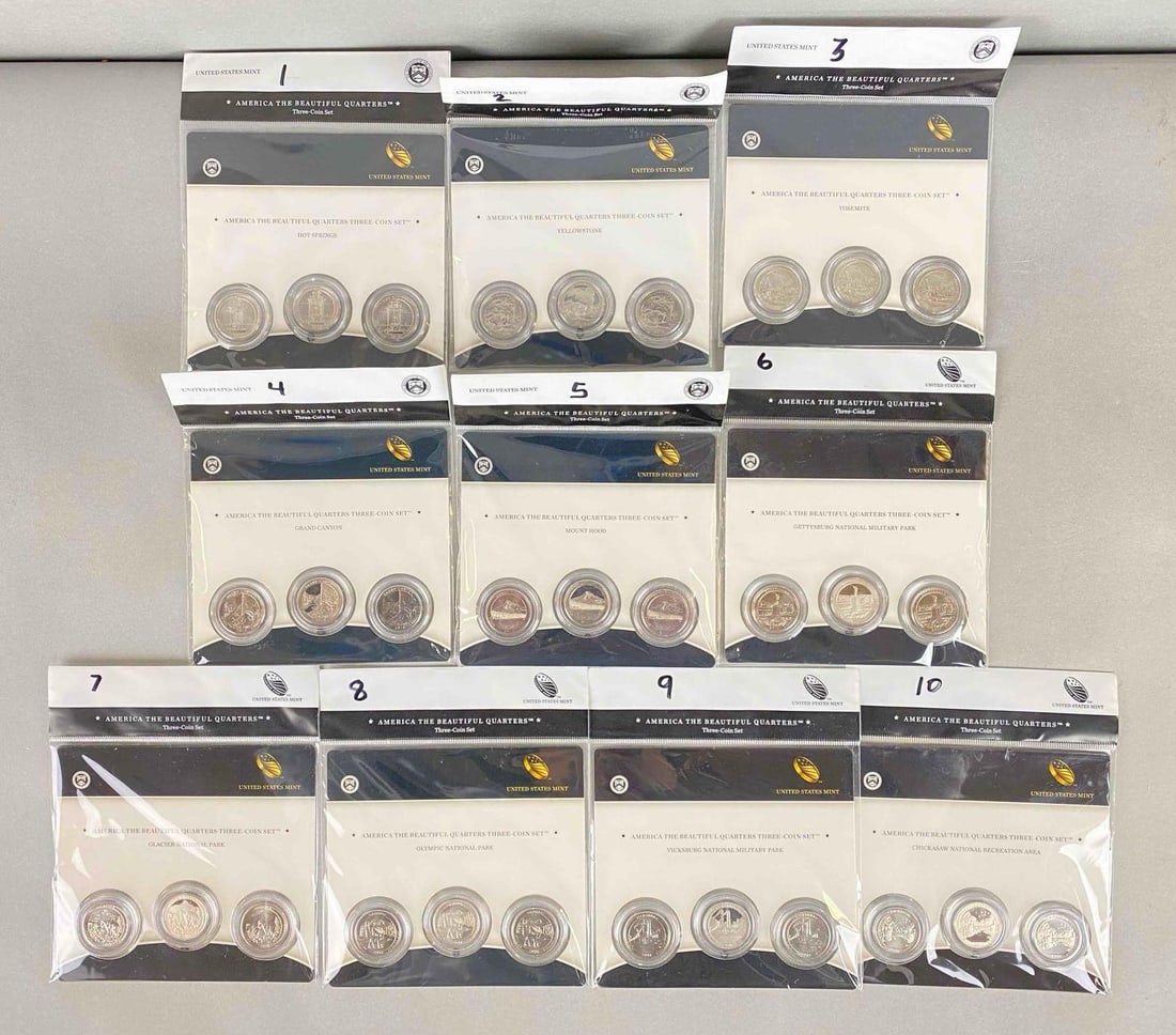 Group of 10 US Mint America The Beautiful Three Coin Set (1 of 3)