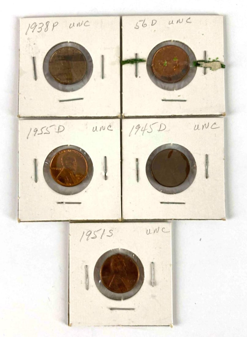 Group of 5 UNC Lincoln Wheat Cents (1 of 2)