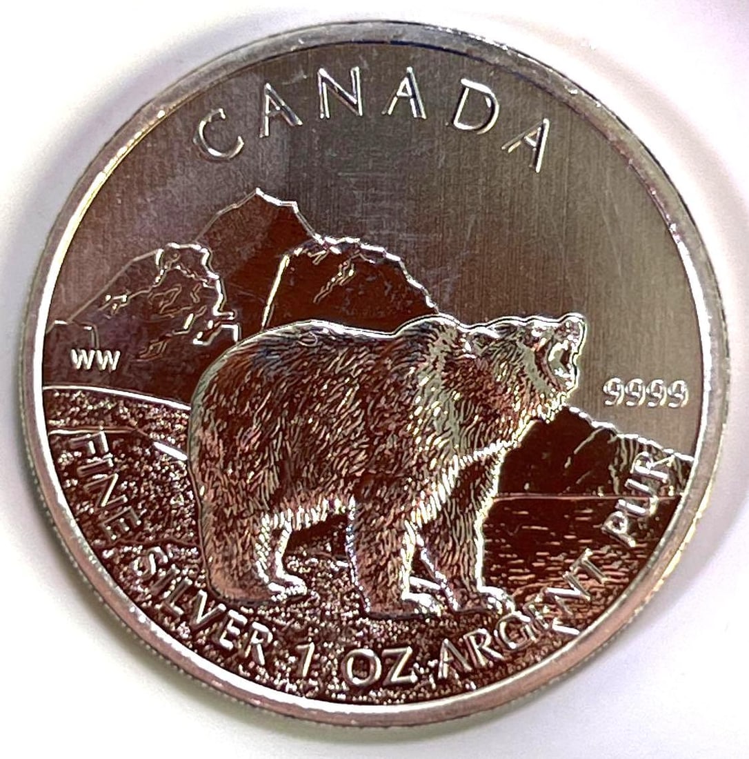 2011 Canada Wildlife Series Grizzly Bear 1 oz .9999 Fine Silver: 2011 Canada Wildlife Series Grizzly Bear 1 oz .9999 Fine Silver