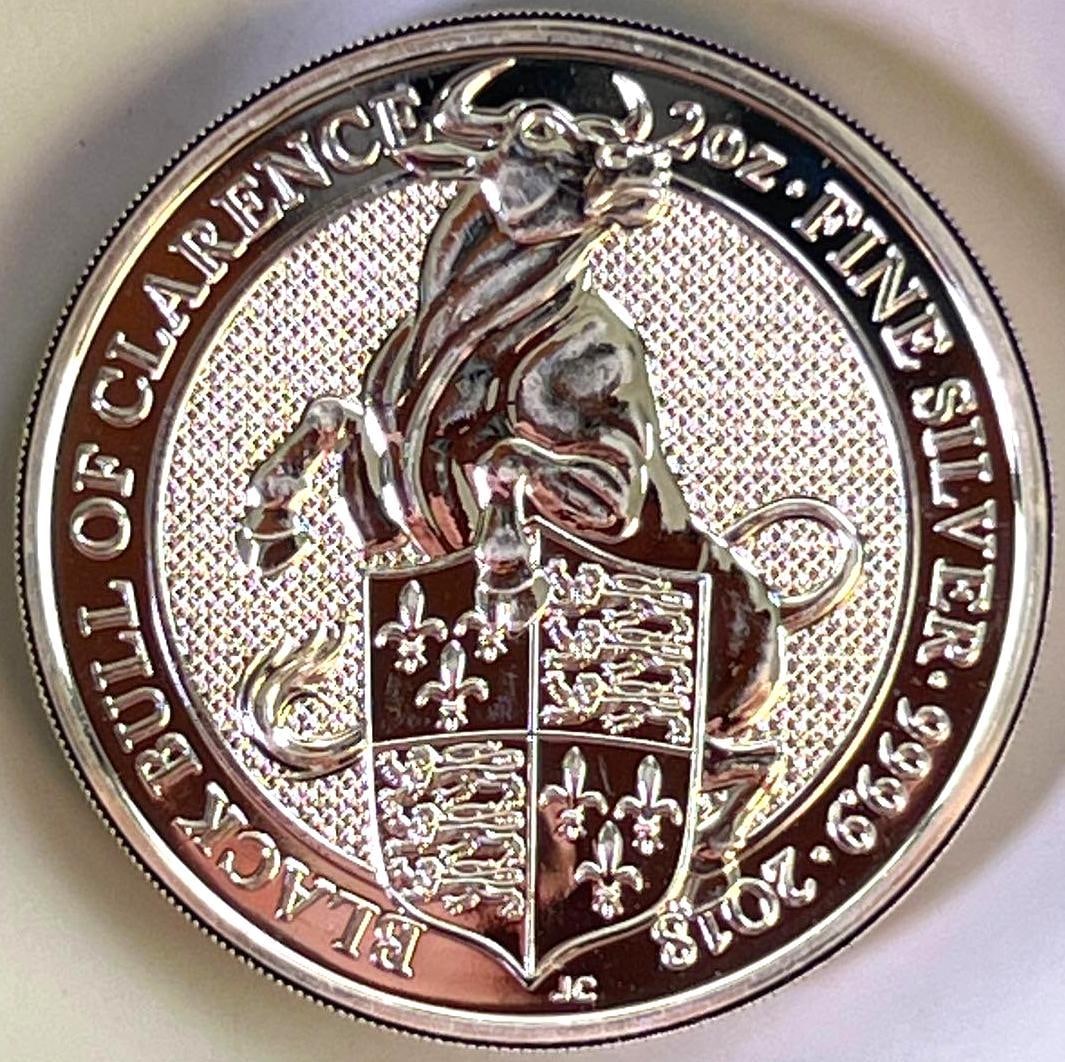 2018 Queen's Beast Black Bull of Clarence  2 oz .9999 Fine High Relief Silver Coin (1 of 2)