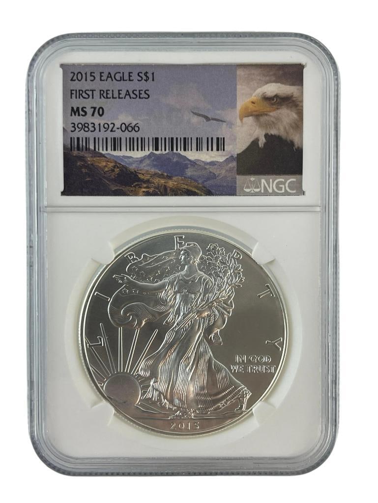 2015 First Releases US Mint American Eagle .999 Fine Silver NGC MS70 (1 of 2)