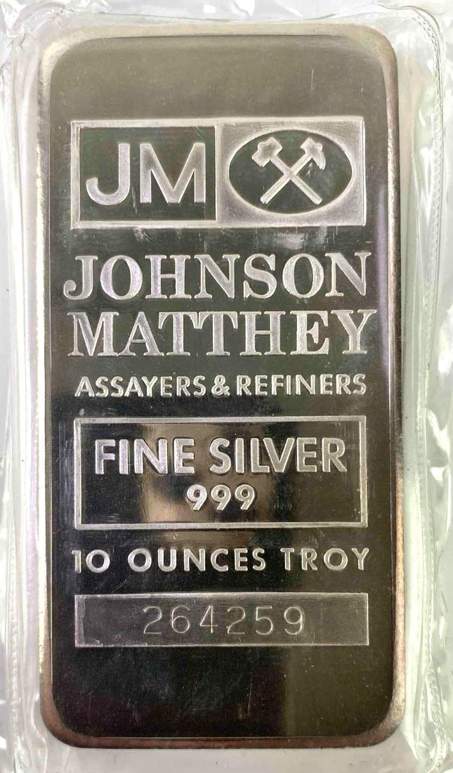 Johnson Matthey 10 oz .999 Fine Silver Bar (1 of 2)