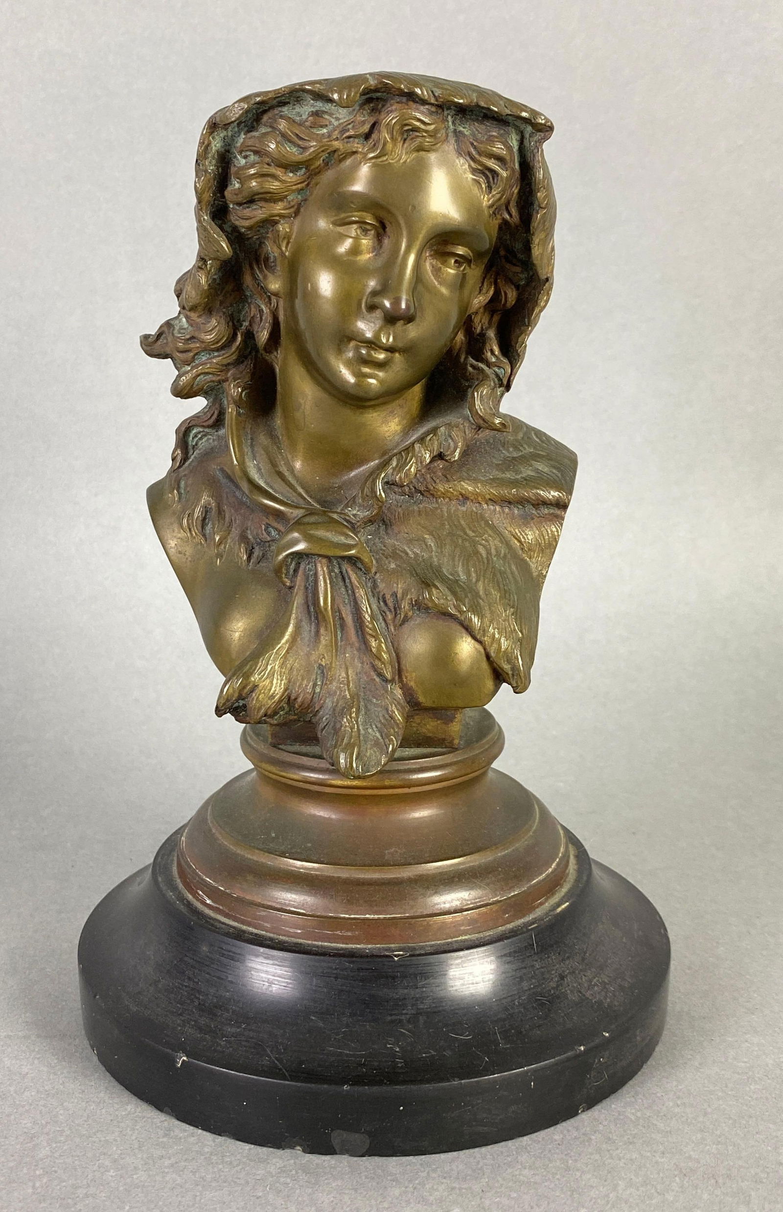 Antique Bronze French Woman Figural Bust (1 of 5)