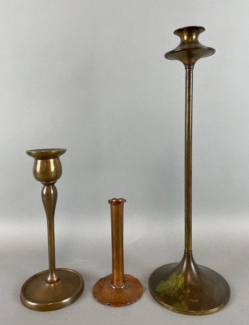 Group of 3 Antique Brass and Copper Candlestick (1 of 5)