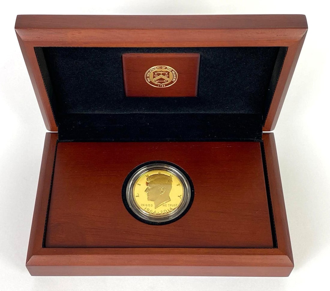 US Mint 2014 50th Anniversary Kennedy Half-Dollar 3/4oz .999 Fine Gold Proof Coin (1 of 6)