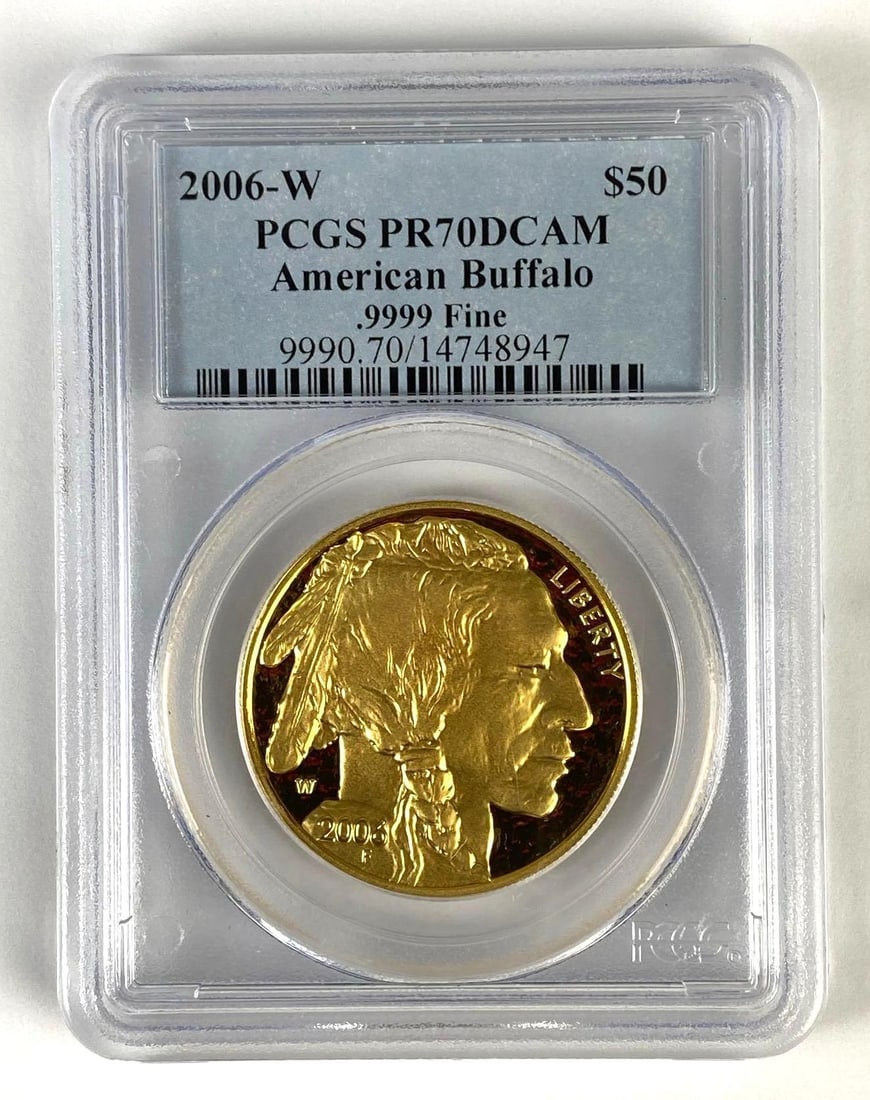 PCGS Graded 2006-W $50 American Buffalo 1oz .999 Fine Gold Coin PR70DCAM (1 of 2)