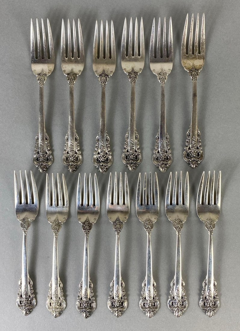 Set of 13 Wallace Sterling Silver Grand Baroque Pattern Forks (1 of 3)