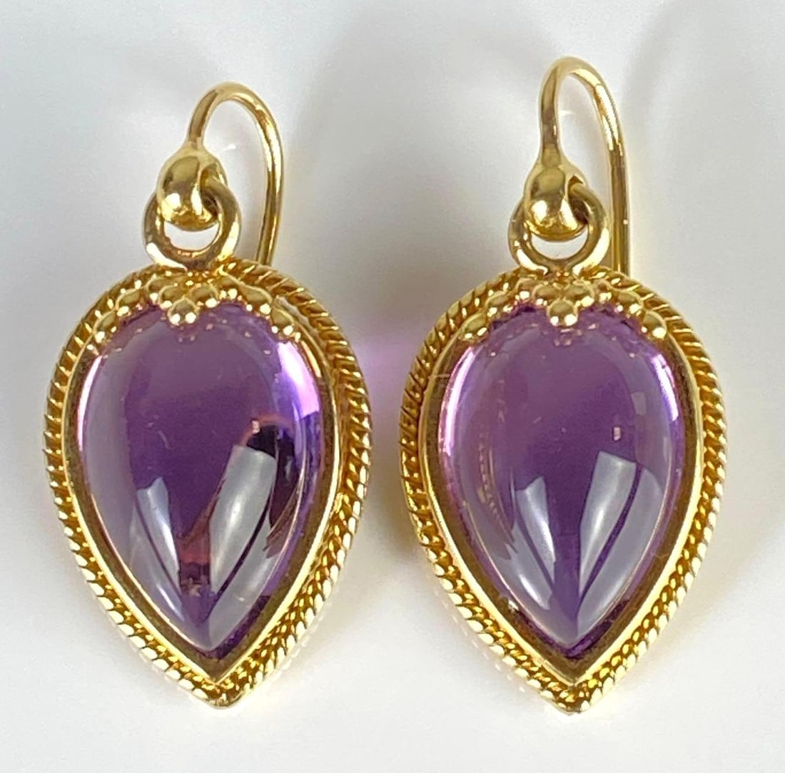 Pair of 18K Gold Temple St. Clair Amethyst Earrings (1 of 4)