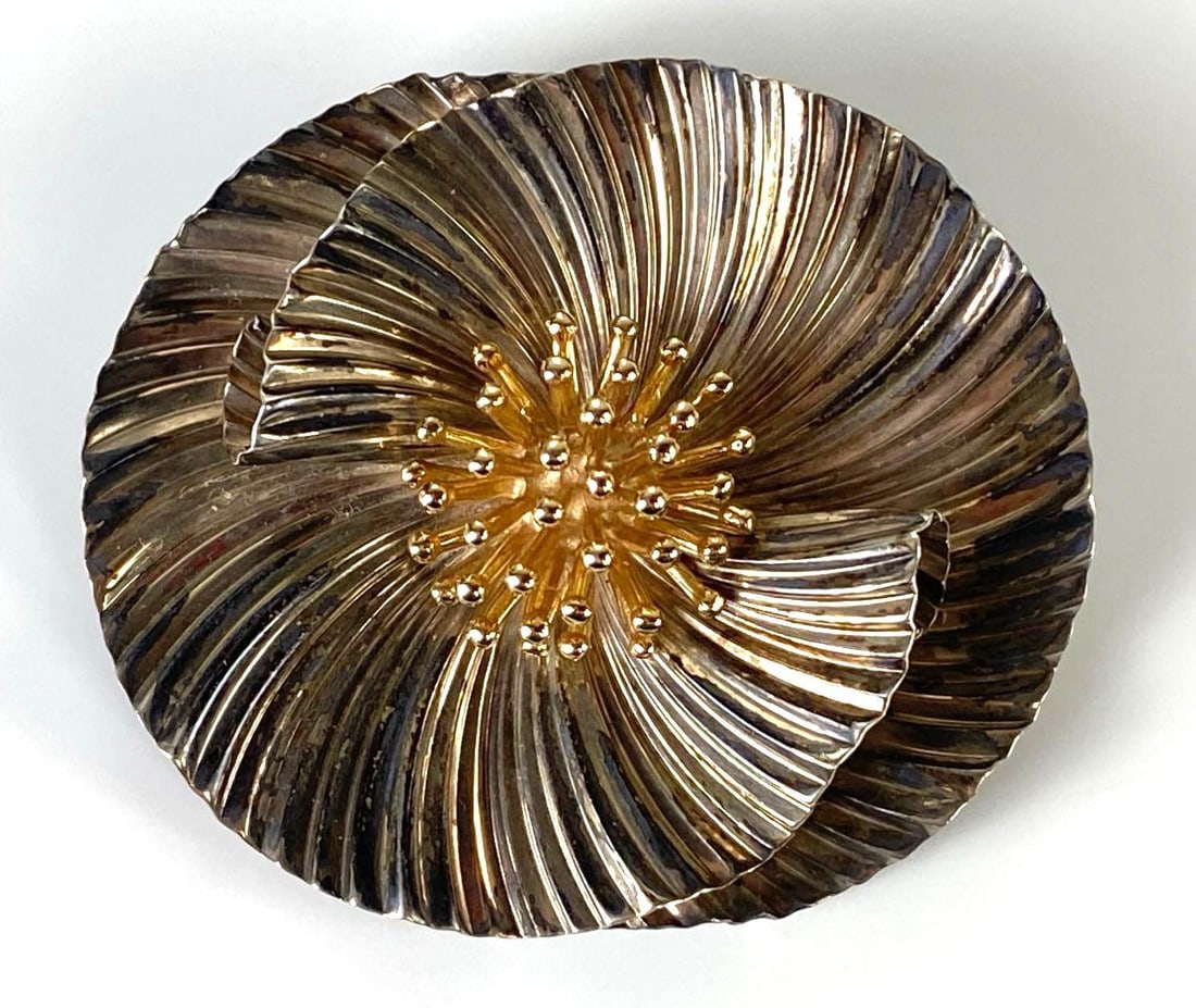 14K Gold and Sterling Silver Flower Brooch (1 of 4)