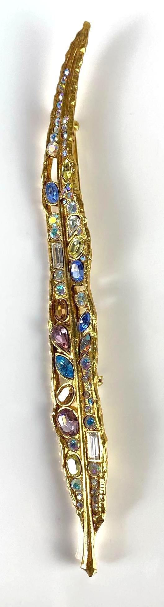 Large Christian Lacroix Rhinestone Feather Costume Jewelry Brooch (1 of 3)