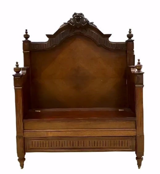 Antique Gothic Hand Carved Wood Hall Bench (1 of 10)