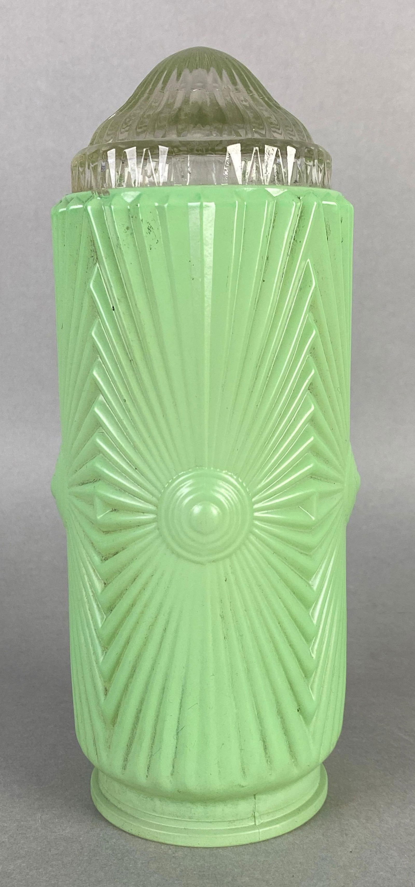 Antique Jadeite Pressed Glass Skyscraper Lamp Shade (1 of 4)