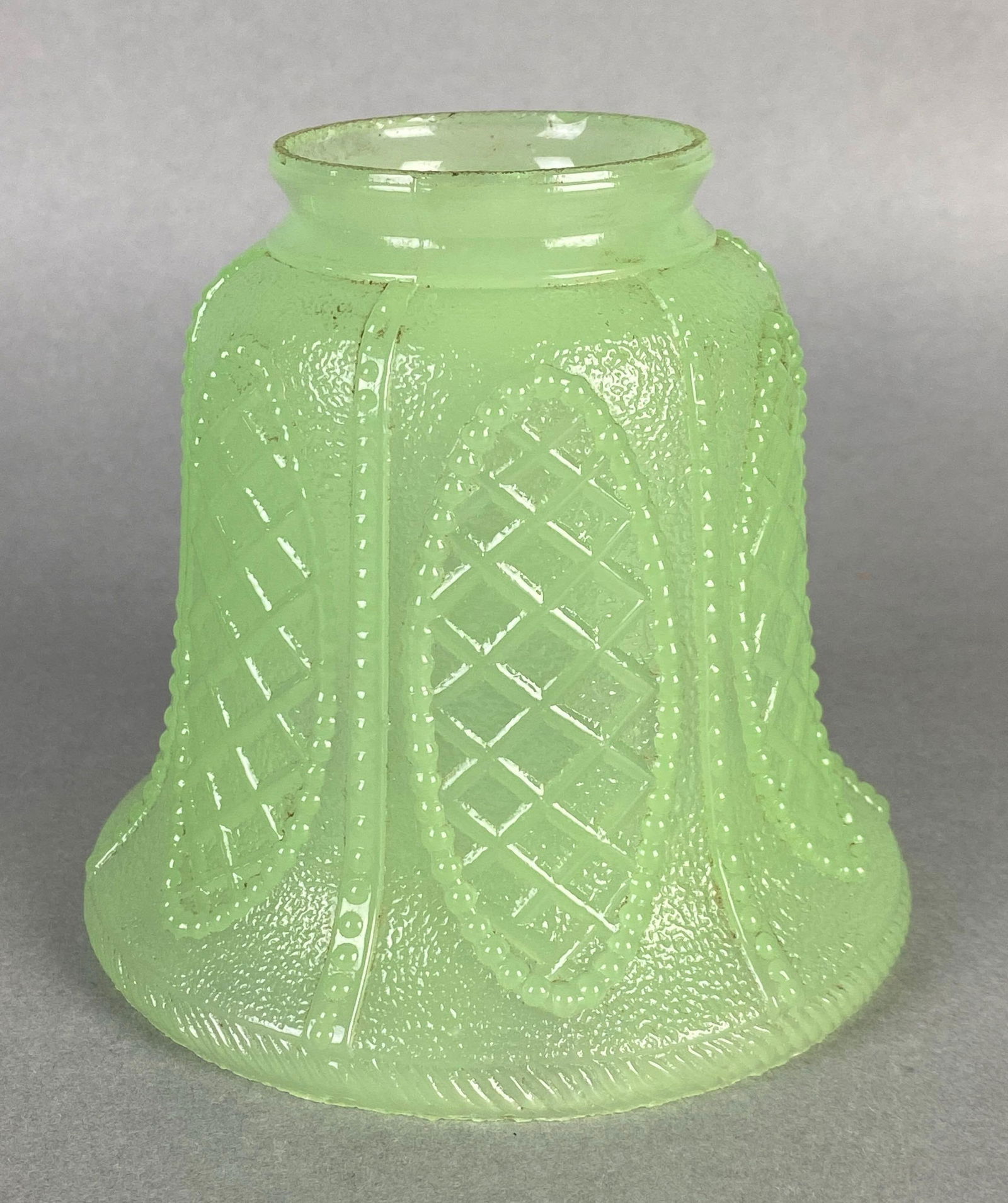 Antique Lime Green Pressed Glass Lamp Shade (1 of 4)