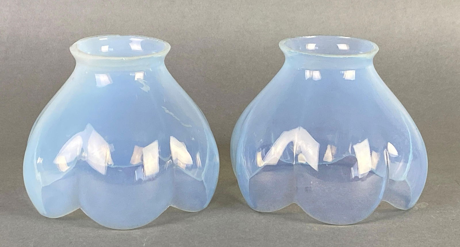 Group of 2 Antique Opalescent Tulip Glass Lamp Shades (1 of 4)