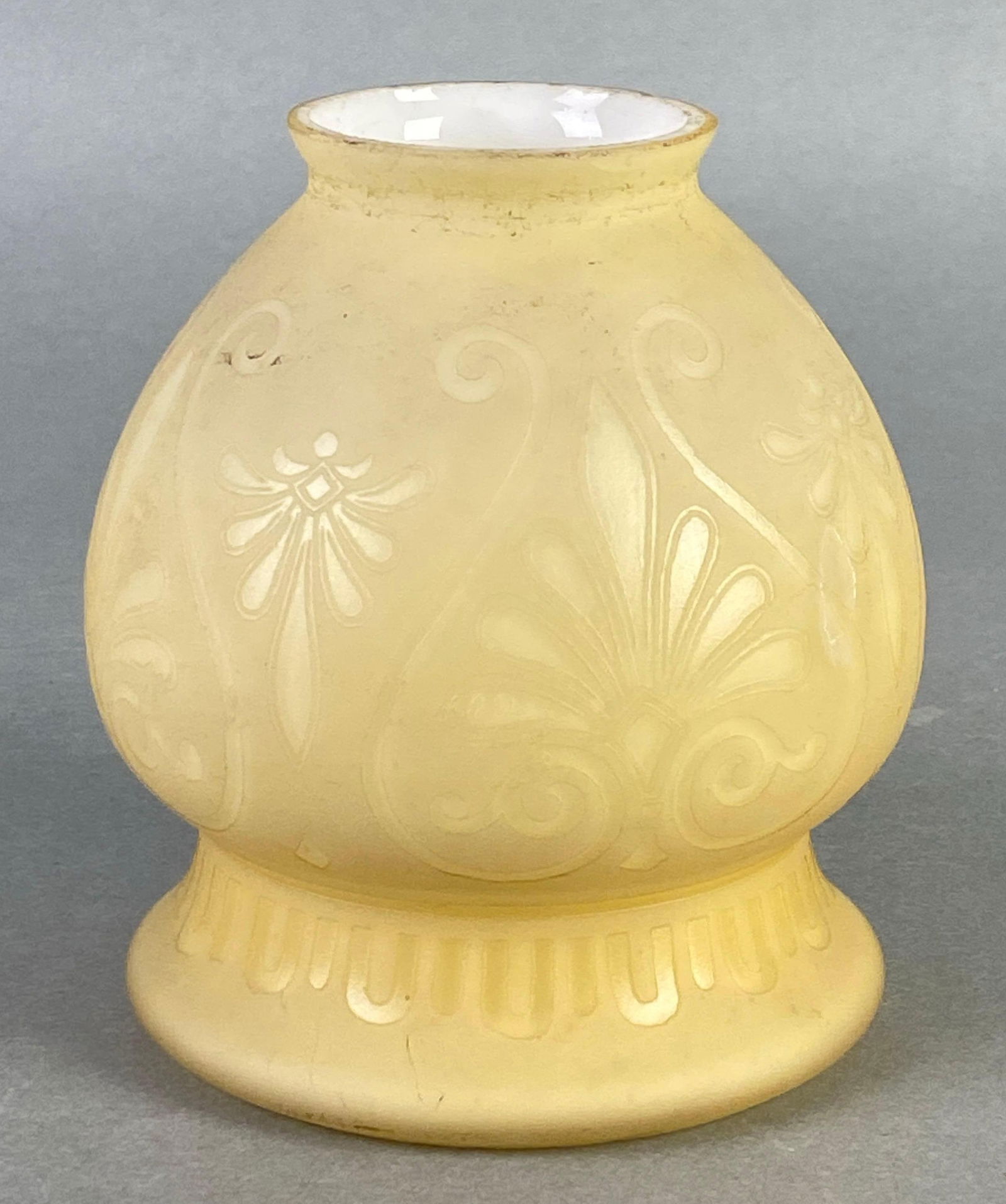 Antique Cased Cream Etched Glass Lamp Shade (1 of 4)