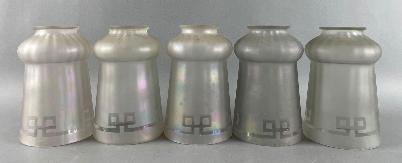 Group of Antique Etched Glass Lamp Shades (1 of 4)