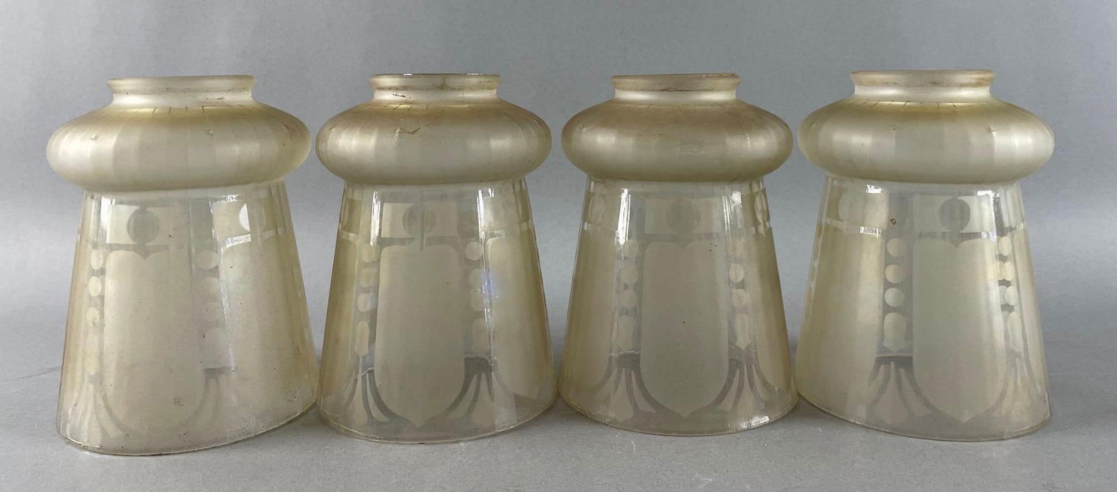 Group of Antique Etched Glass Lamp Shades (1 of 4)