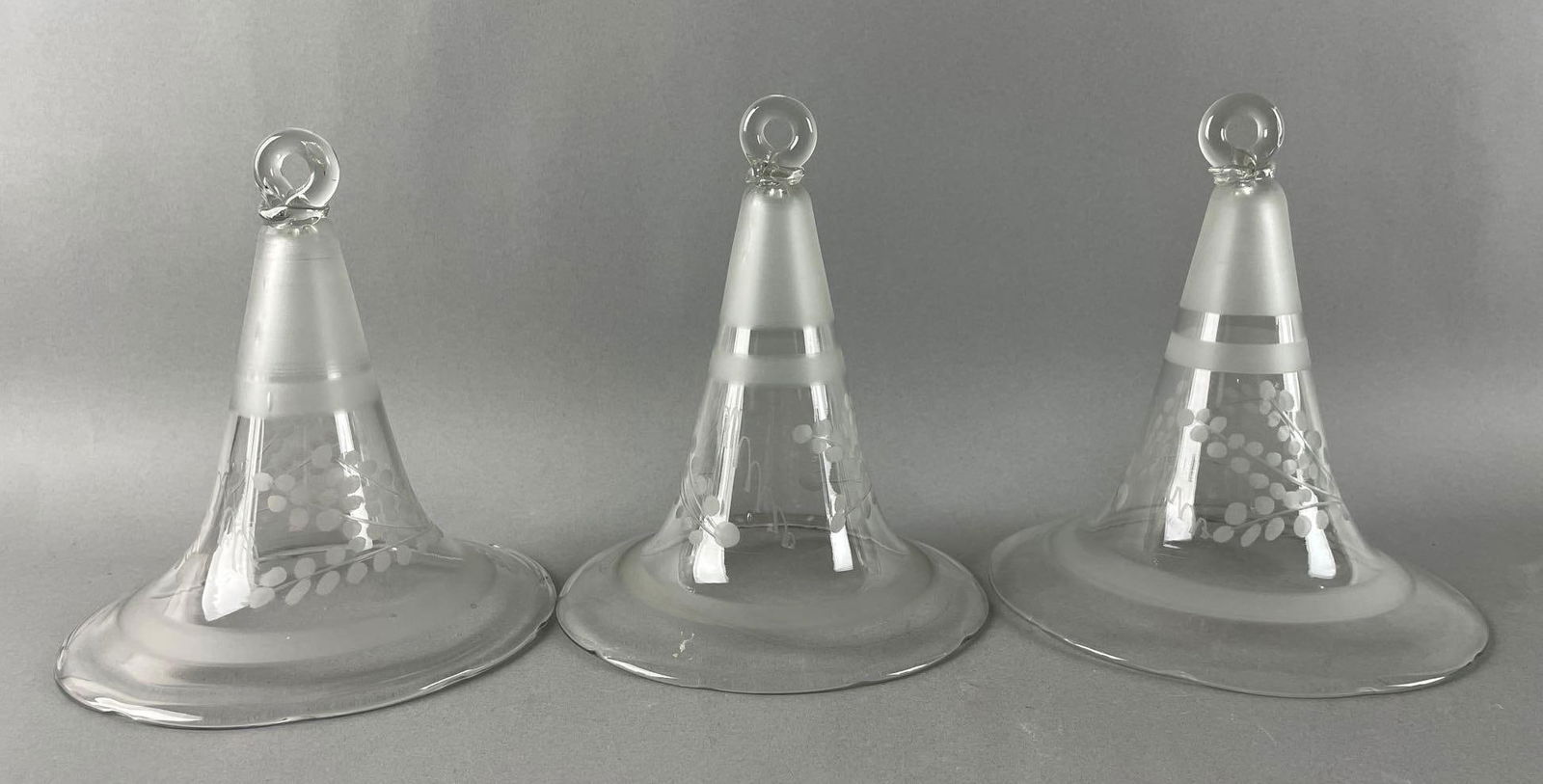 Group of 3 Antique Cut Glass Floral Smoke Bells (1 of 3)