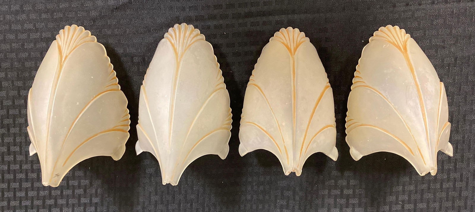 Set of 4 Antique Frosted Glass Wall Sconce Slip Shades (1 of 2)