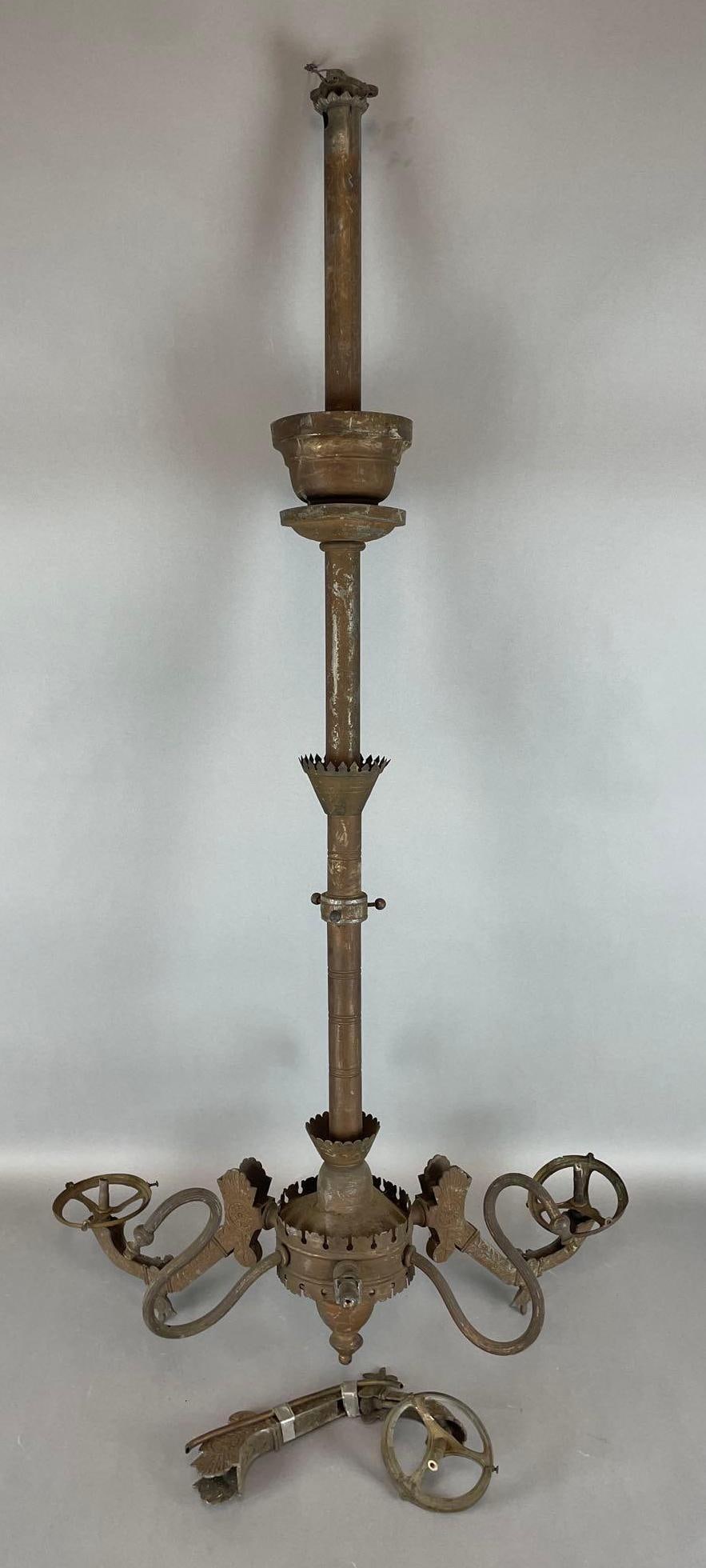 Antique 6 Arm Ornate Gas Light Fixture (1 of 5)