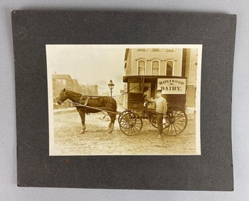 Antique Photograph of Maplewood Dairy Milk Delivery Wagon