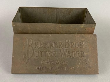 Antique Brennen Bros Butter Wafer Tin Advertising Box