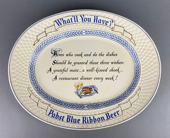 Vintage Pabst Blue Ribbon Plastic Advertising Tray
