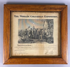 1893/1894 Chicagos Worlds Fair Columbian Exposition Framed Signed Document